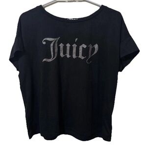 Juicy Couture Sparkle Sleepwear T-Shirt Y2K Glitter Logo Tee Loungewear size M